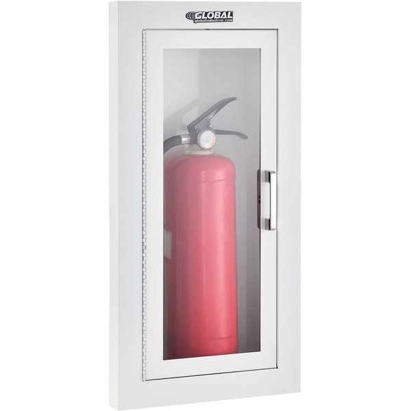 Global Industrial Fire-Extinguisher Cabinet, Semi-Recessed, Fits 2-6.5 Lbs. Extinguisher 724202
